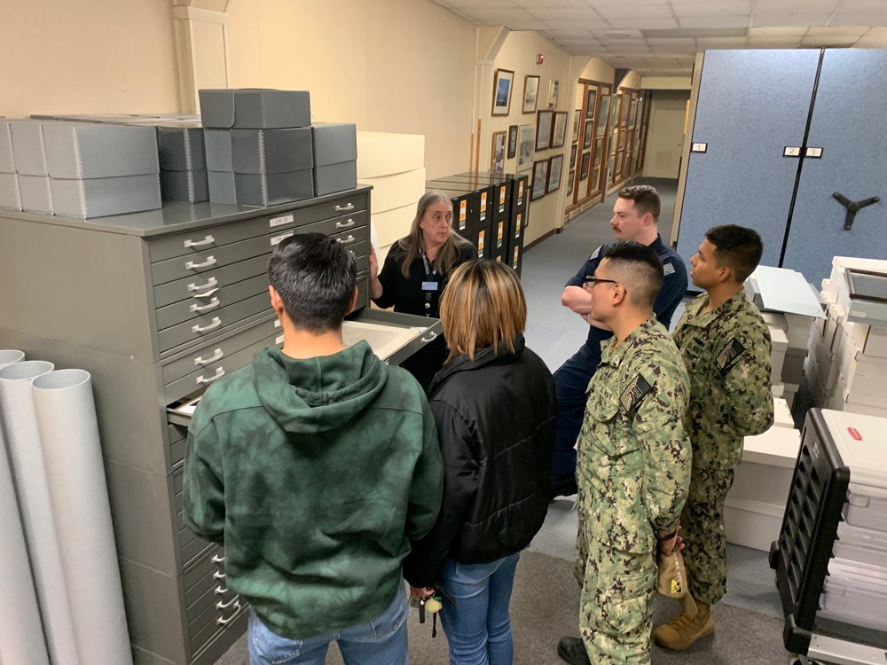 USS Gerald R. Ford (CVN 78) Sailors tour Museum Collections Facility onboard Naval Station Norfolk