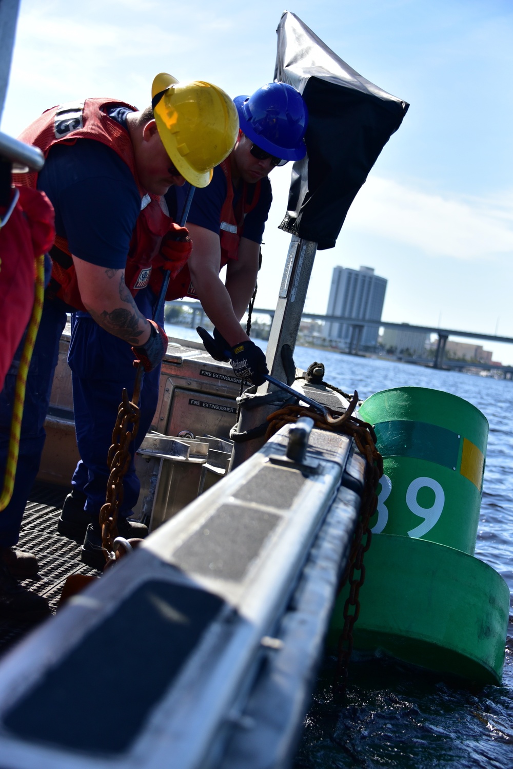 U.S. Coast Guard Aids to Navigation team St. Petersburg conducts maintenance in caloosahatchee river