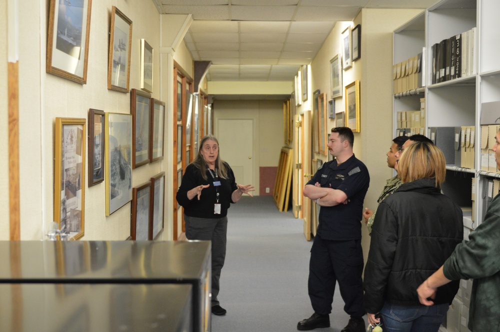 USS Gerald R. Ford (CVN 78) Sailors tour Museum Collections Facility onboard Naval Station Norfolk