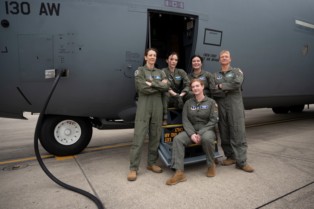 The 130th Airlift Wing's first all-female aircrew took flight from Yeager Field