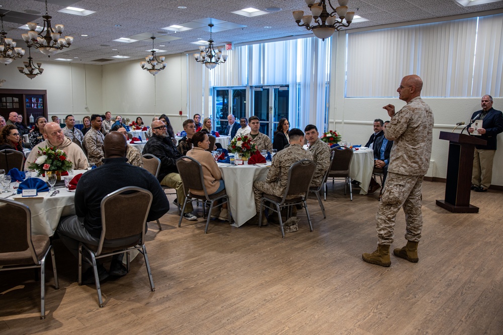 NCO, Marine of the Quarter celebrate their achievement with an Armed Services YMCA sponsored luncheon