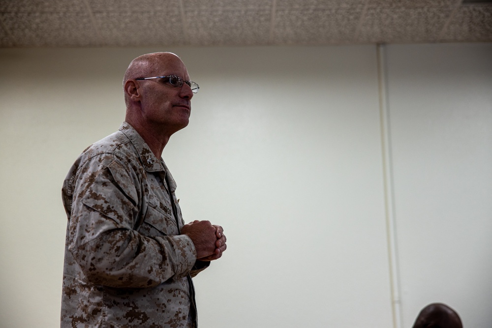 NCO, Marine of the Quarter celebrate their achievement with an Armed Services YMCA sponsored luncheon