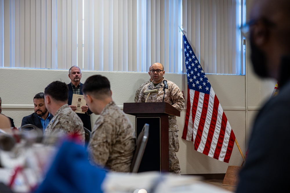 NCO, Marine of the Quarter celebrate their achievement with an Armed Services YMCA sponsored luncheon