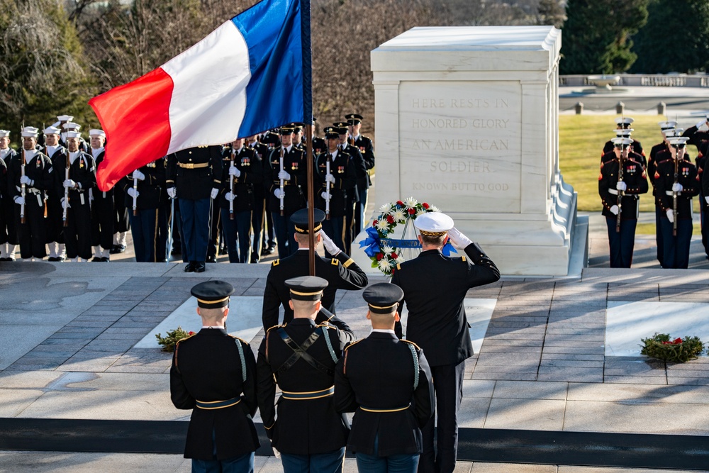 France Vice Chief of Defense Gen. Eric Autellet Participates in an Armed Forces Full Honors Wreath-Laying Ceremony at the Tomb of the Unknown Soldier