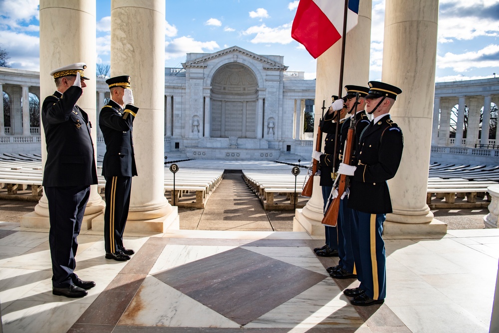 France Vice Chief of Defense Gen. Eric Autellet Participates in an Armed Forces Full Honors Wreath-Laying Ceremony at the Tomb of the Unknown Soldier