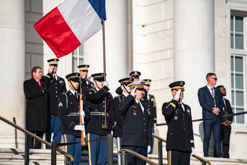 France Vice Chief of Defense Gen. Eric Autellet Participates in an Armed Forces Full Honors Wreath-Laying Ceremony at the Tomb of the Unknown Soldier