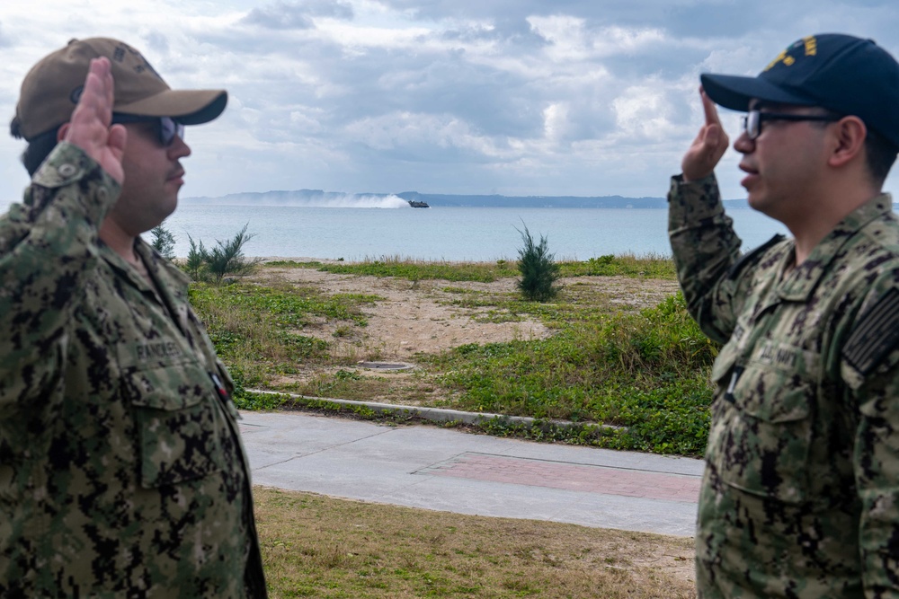 USS Green Bay (LPD 20) Conducts Reenlistment During LCAC Ops