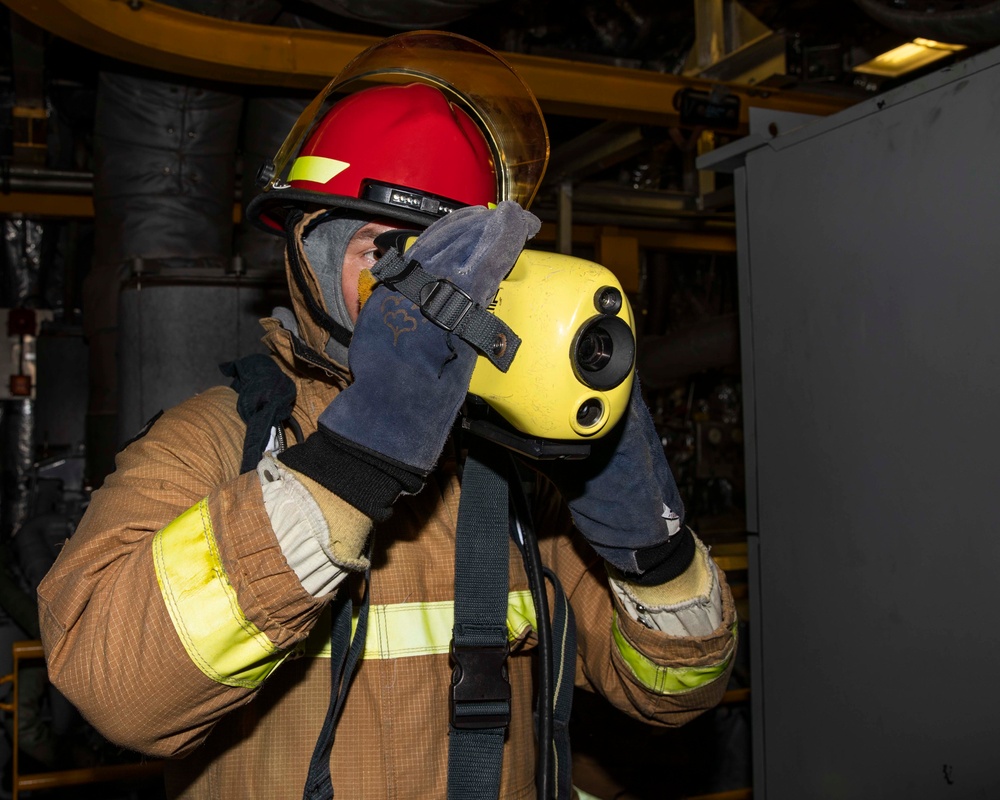 USS Charleston conducts firefighting training exercise in South China Sea