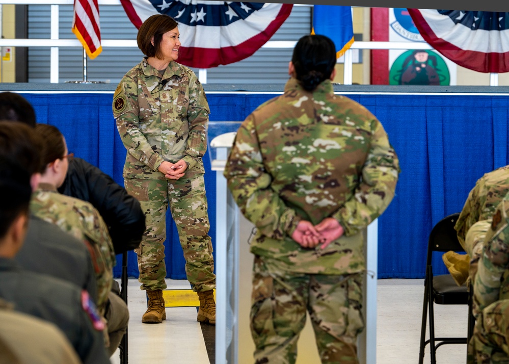 CMSAF JoAnne S. Bass visits Team Fairchild