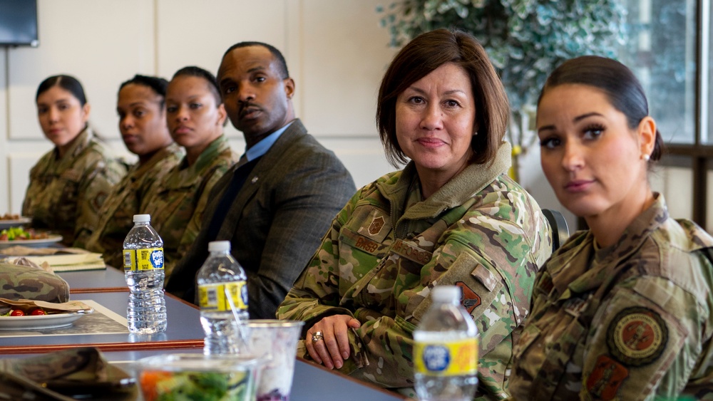 CMSAF JoAnne S. Bass visits Team Fairchild