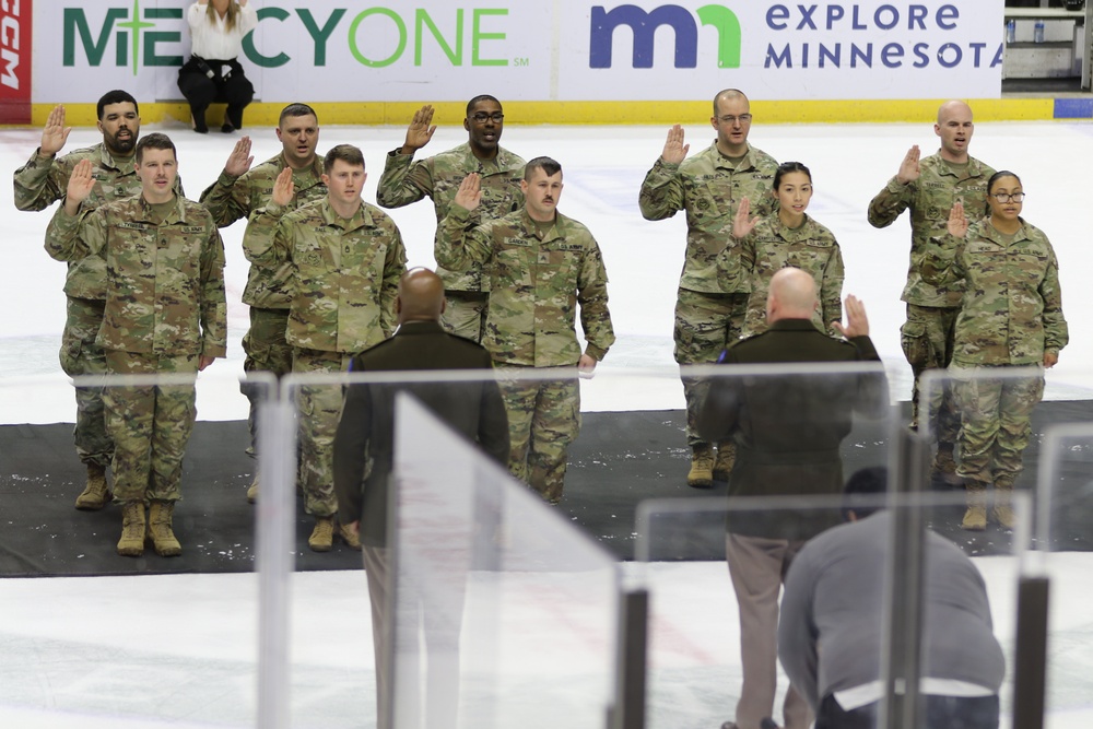 Iowa Wild Hockey Game Soldier Re-Enlistment