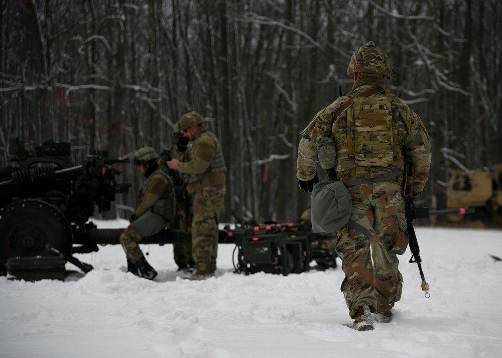 120th Field Artillery Regiment sets up M119 during Northern Strike 23-1