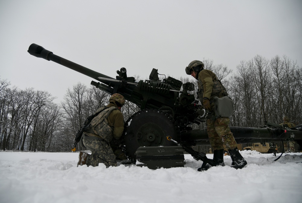 120th Field Artillery Regiment sets up M119 during Northern Strike 23-1