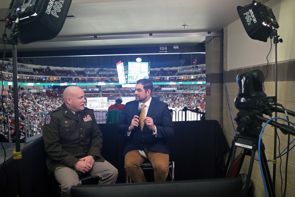 Maj. Gen. Baker reenlists Reserve Soldiers at Iowa Wild game