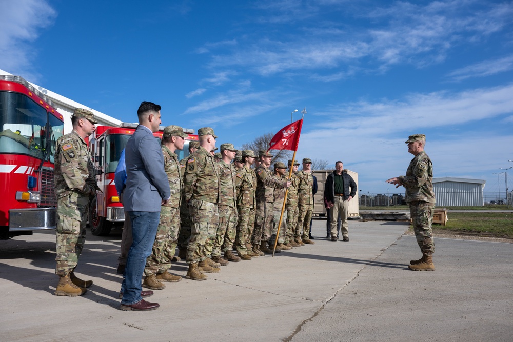 ASA-Black Sea fire department stands in front of the fire station with IMCOM leadership