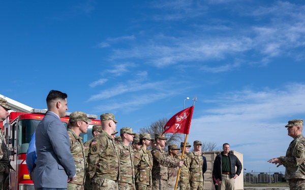 ASA-Black Sea fire department stands in front of the fire station with IMCOM leadership