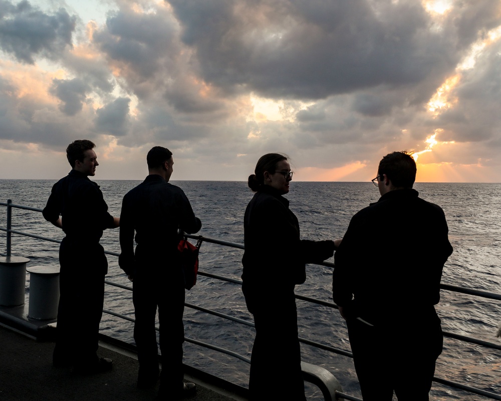 USS Chancellorsville sunset