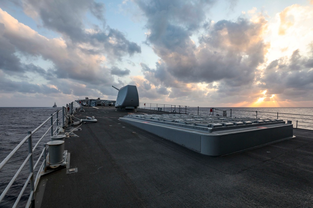 USS Chancellorsville sunset