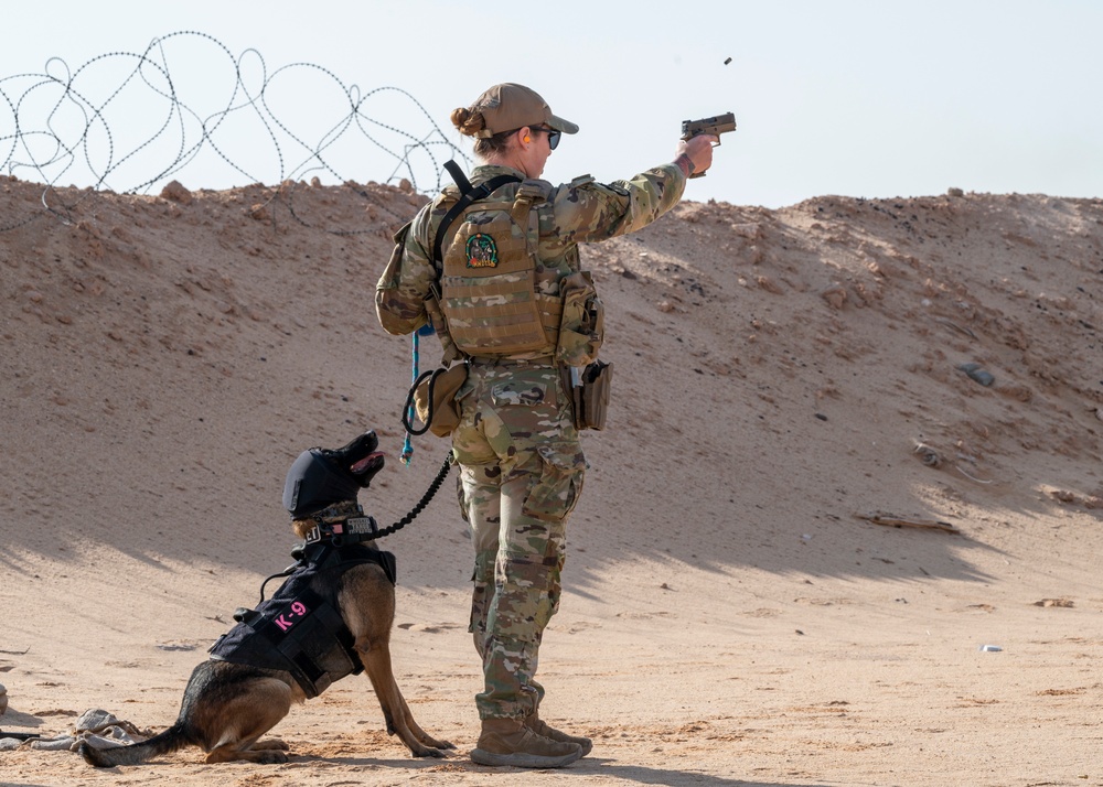 378th ESFS K9 training at the PSAB firing range