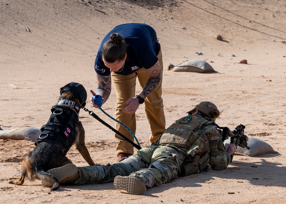 378th ESFS K9 training at the PSAB firing range