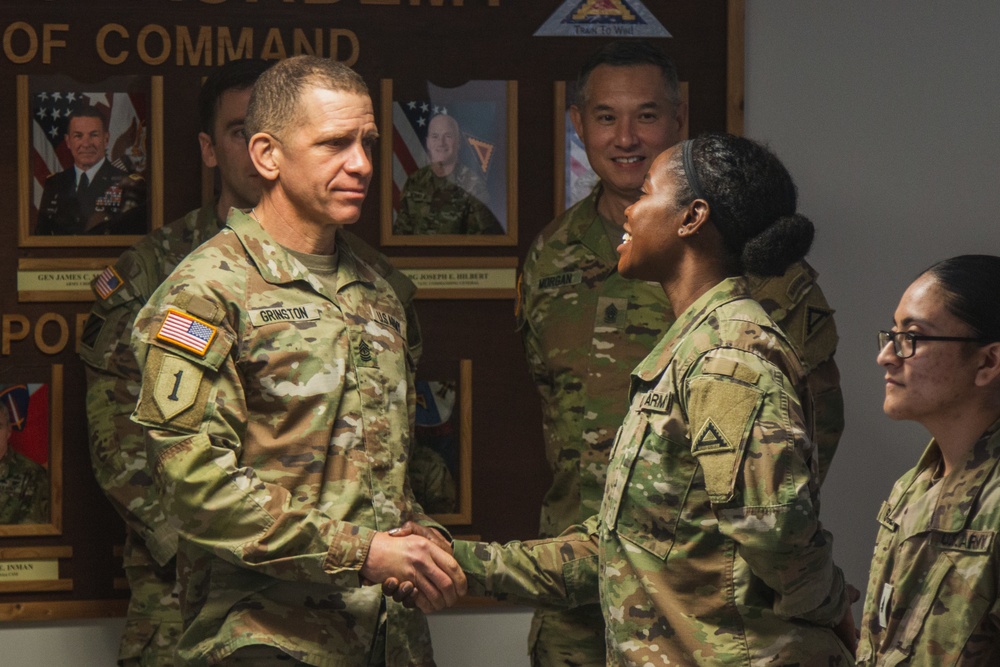 SMA Grinston Visits NCOA Soldiers at Grafenwoehr, Germany