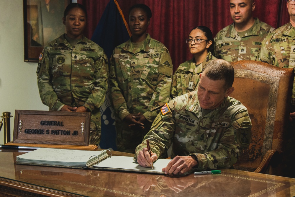 SMA Grinston Visits NCOA Soldiers at Grafenwoehr, Germany