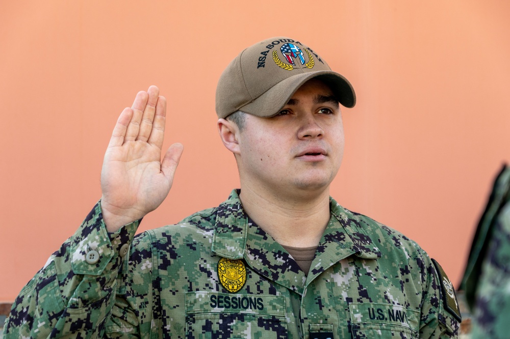 NSA Souda Bay’s Master-at-Arms 3rd Class William Sessions Reenlistment Ceremony