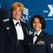 Then- Senior Airman Jasmine Krapf and Maj. Gen. Sharon R. Bannister