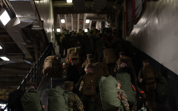 PMINT: U.S. Marines and Sailors board the USS Bataan