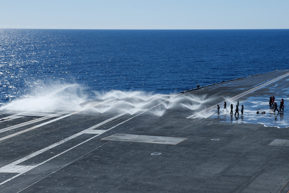 Abraham Lincoln conducts countermeasure washdown system test