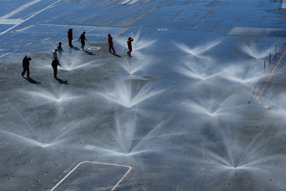 Abraham Lincoln conducts countermeasure washdown system test