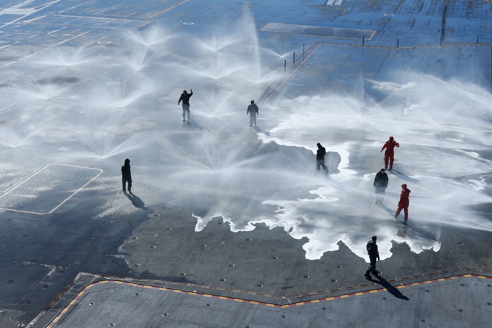 Abraham Lincoln conducts countermeasure washdown system test