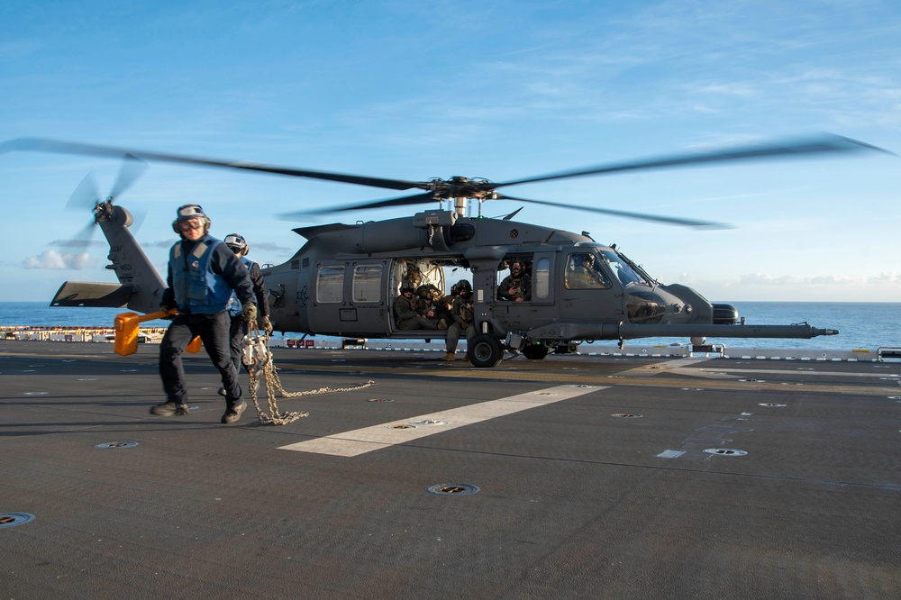 Tripoli Conducts Flight Operations with USAF 66th Rescue Squadron