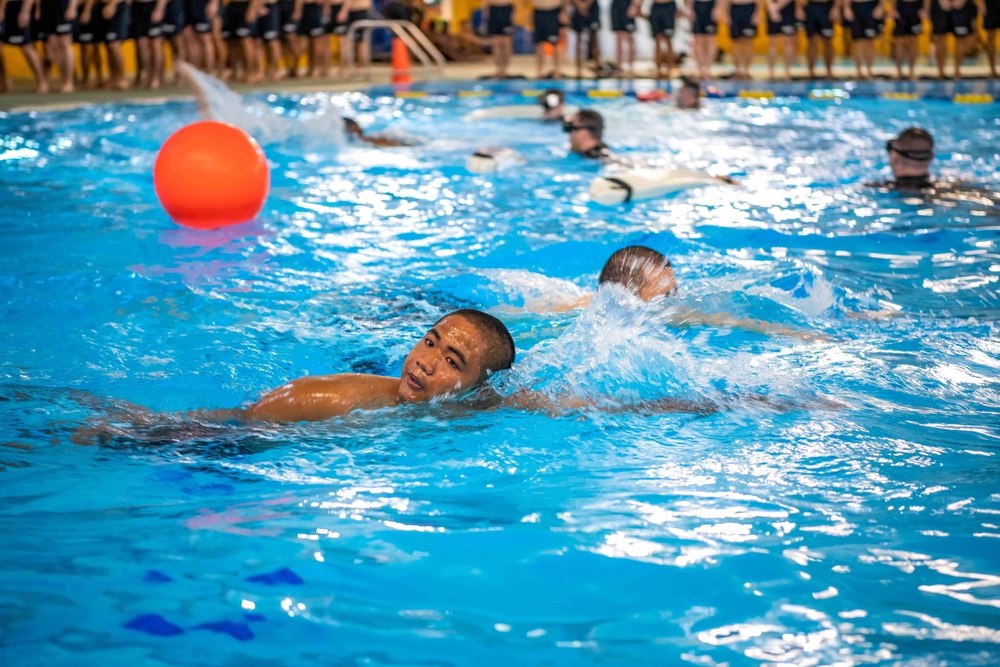 Recruits Test for the Swim Qualification at US Navy Recruit Training Command