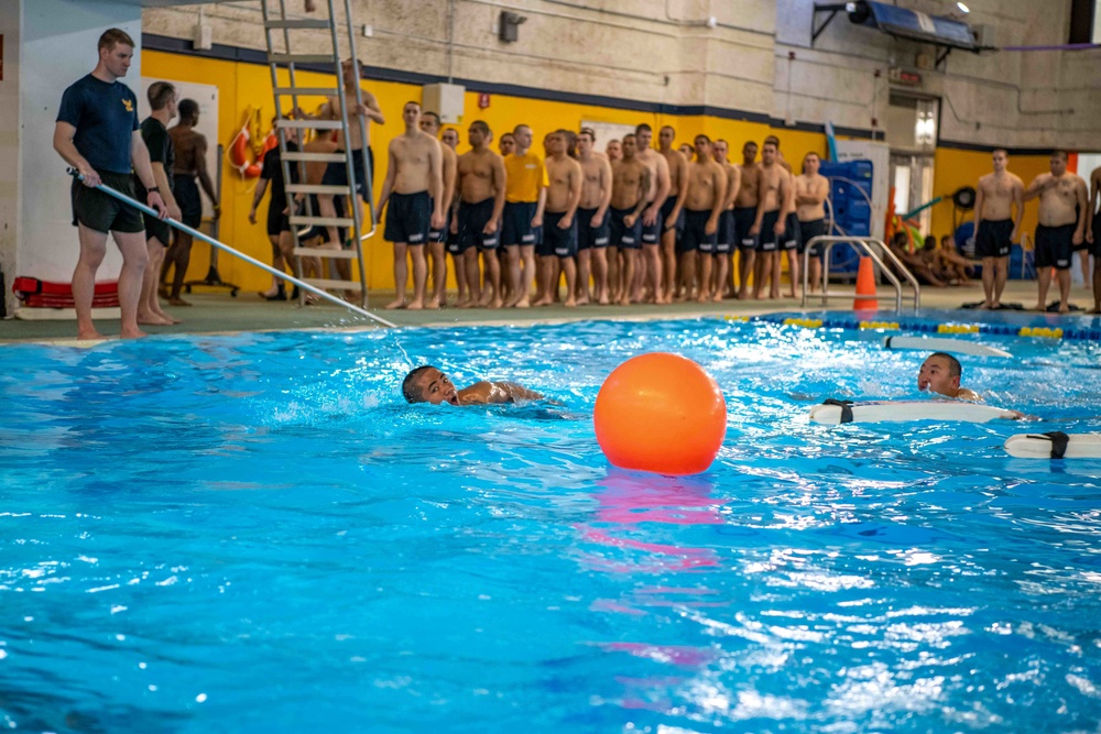 Recruits Test for the Swim Qualification at US Navy Recruit Training Command