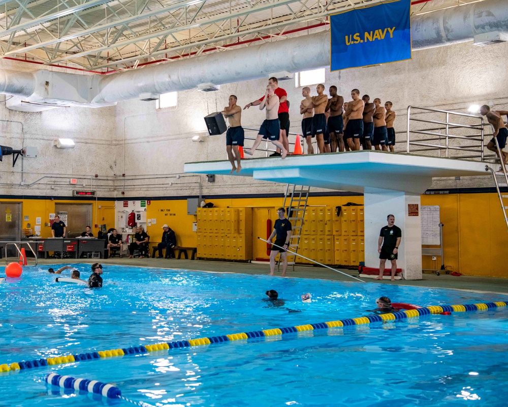 Recruits Test for the Swim Qualification at US Navy Recruit Training Command