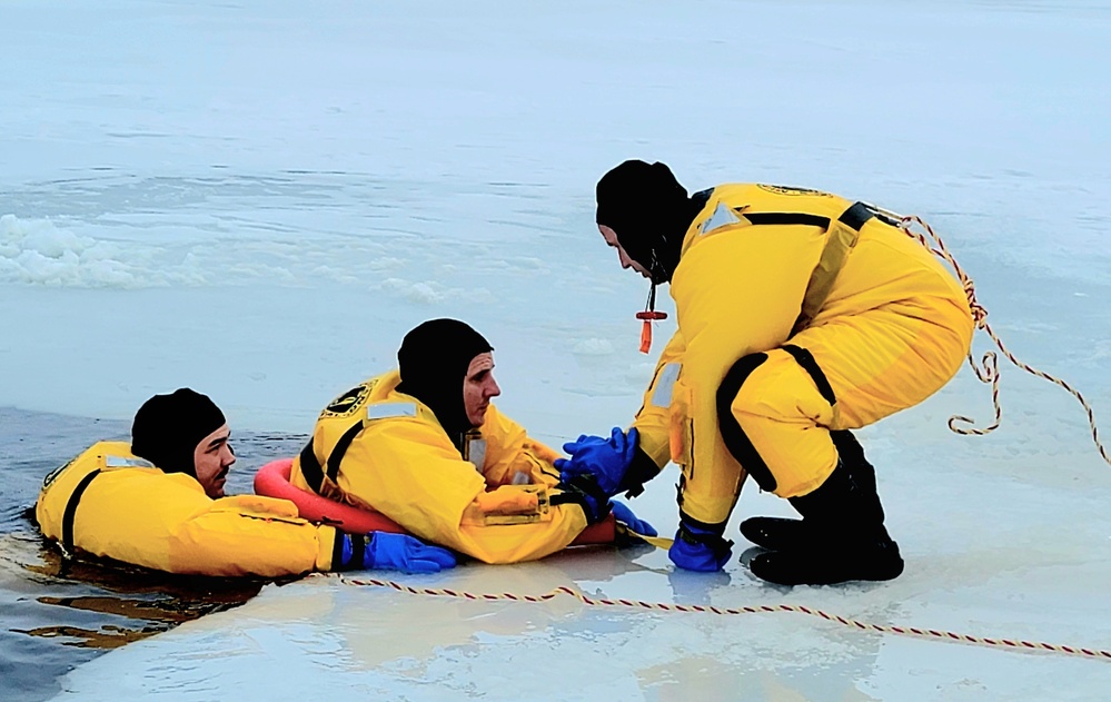 Fort McCoy firefighters train to save people clinging to ice with surface ice rescue training