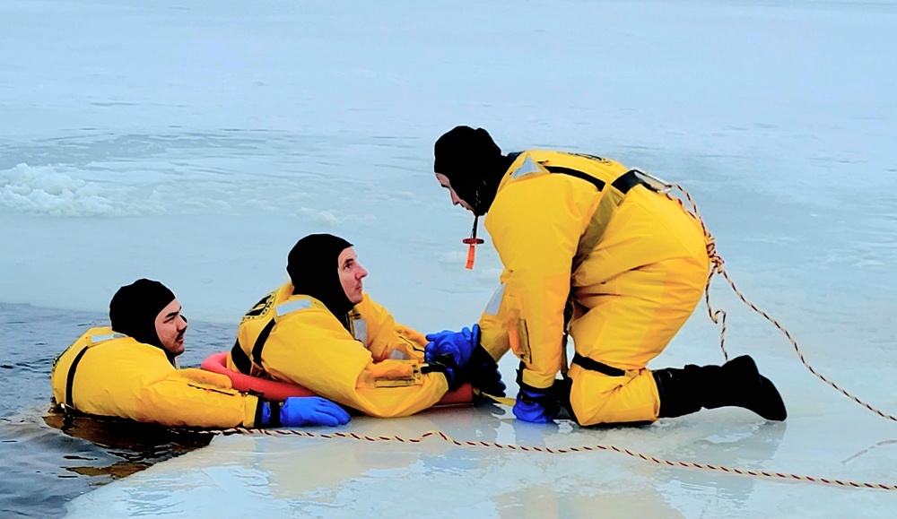 Fort McCoy firefighters train to save people clinging to ice with surface ice rescue training