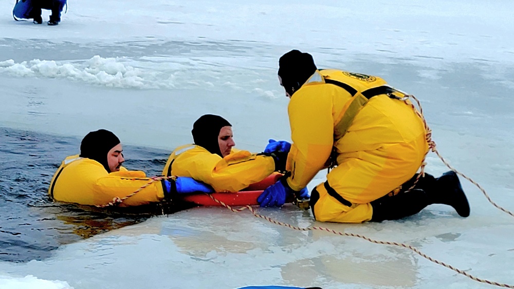 Fort McCoy firefighters train to save people clinging to ice with surface ice rescue training