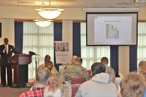 Speaker Marcus Gentry gives his presentation for Fort McCoy's 2023 Dr. Martin Luther King Jr. Day observance, Part IV