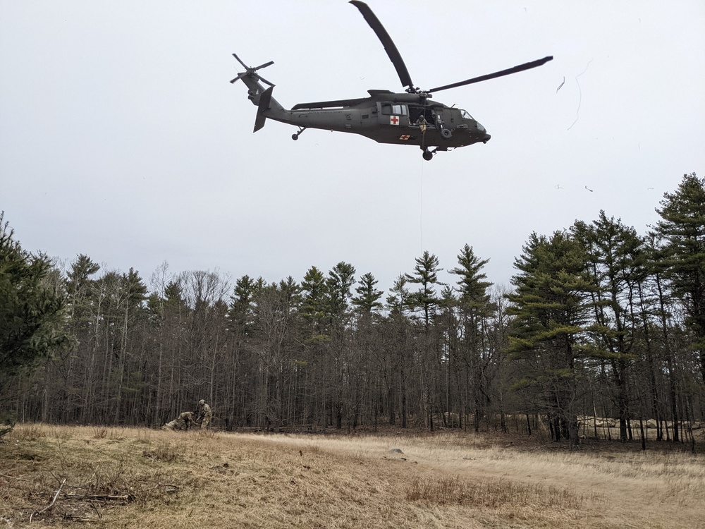 Civil Affairs Soldiers from the 97th Civil Affairs Battalion, 95th Civil Affairs Brigade (SO)(A), conduct a realistic military training exercise with the New Hampshire Army National Guard