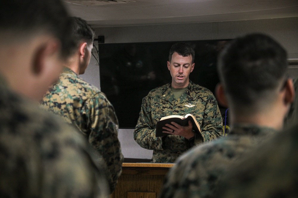 USS Makin Island chapel service