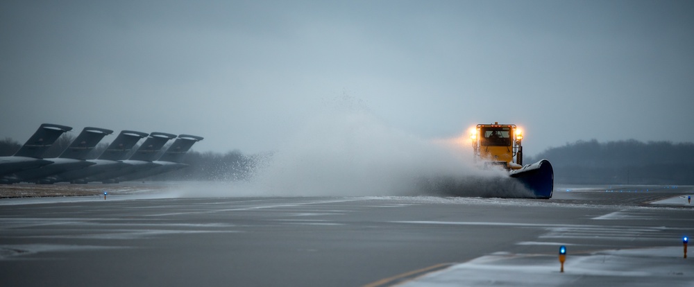 Base snow-removal team clears flightline