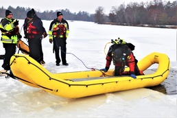 Fort McCoy Fire Department dive team conducts ice rescue training at frozen lake at Fort McCoy
