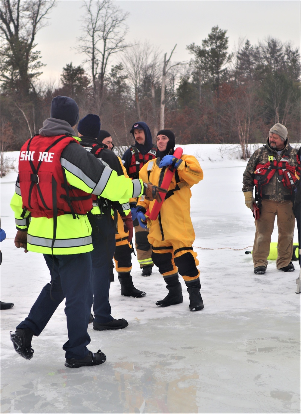 Fort McCoy Fire Department dive team conducts ice rescue training at frozen lake at Fort McCoy