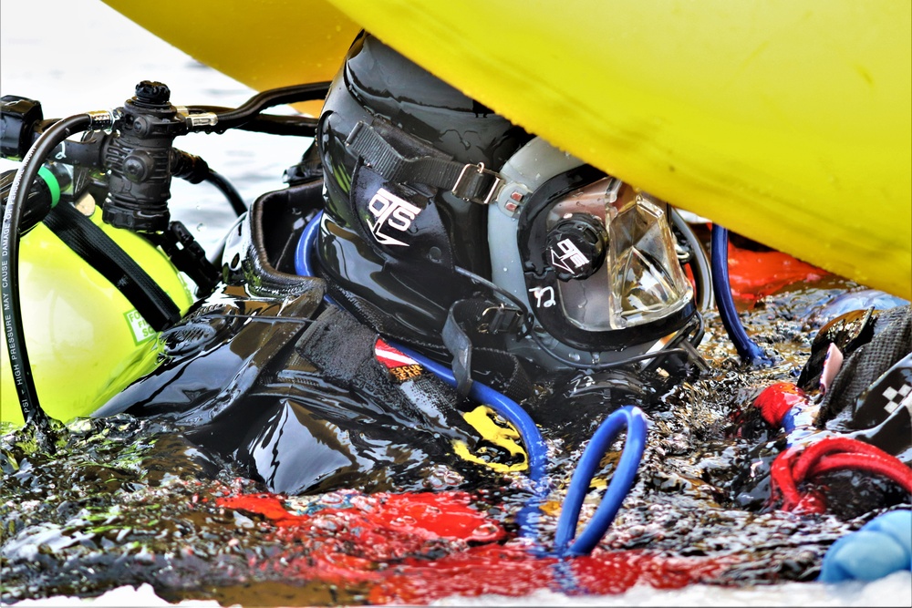 Fort McCoy Fire Department dive team conducts ice rescue training at frozen lake at Fort McCoy