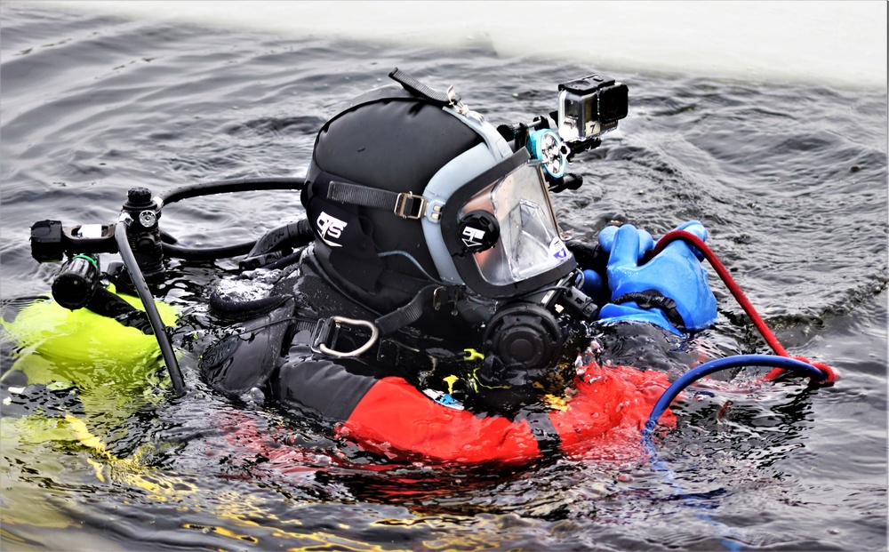 Fort McCoy Fire Department dive team conducts ice rescue training at frozen lake at Fort McCoy