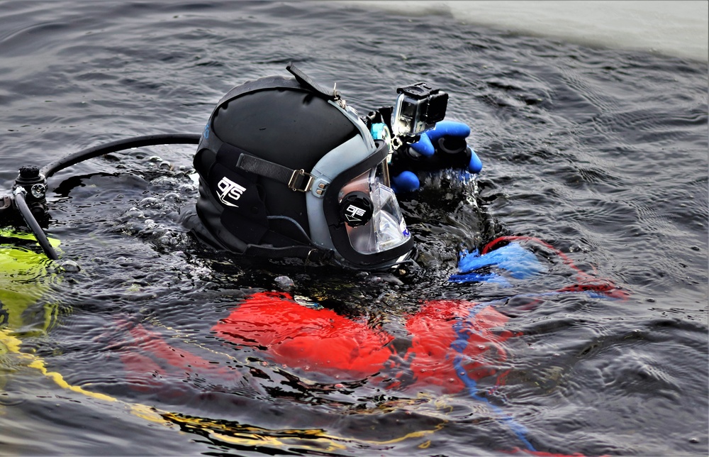 Fort McCoy Fire Department dive team conducts ice rescue training at frozen lake at Fort McCoy