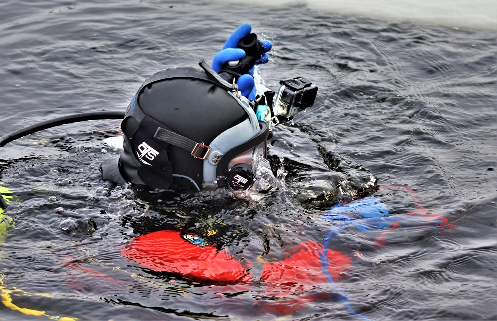 Fort McCoy Fire Department dive team conducts ice rescue training at frozen lake at Fort McCoy