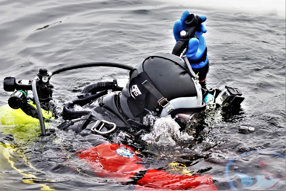 Fort McCoy Fire Department dive team conducts ice rescue training at frozen lake at Fort McCoy